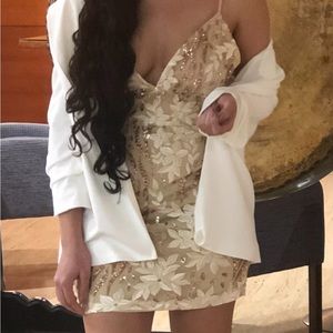 Deep V Bodycon Dress with lace and sparkles